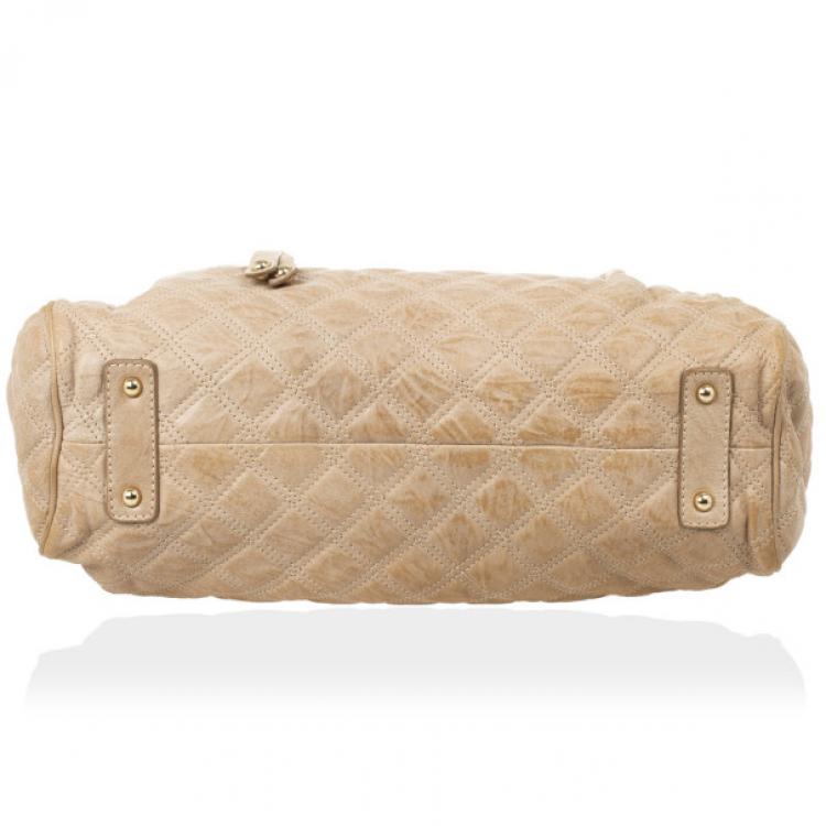 Pre Owned Marc Jacobs Beige Quilted Leather Stam Satchel