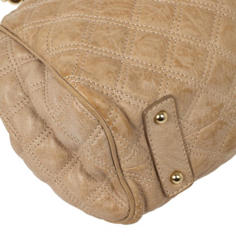 Pre Owned Marc Jacobs Beige Quilted Leather Stam Satchel