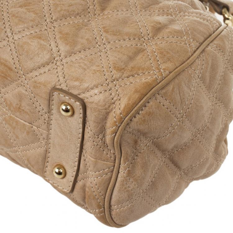 Pre Owned Marc Jacobs Beige Quilted Leather Stam Satchel
