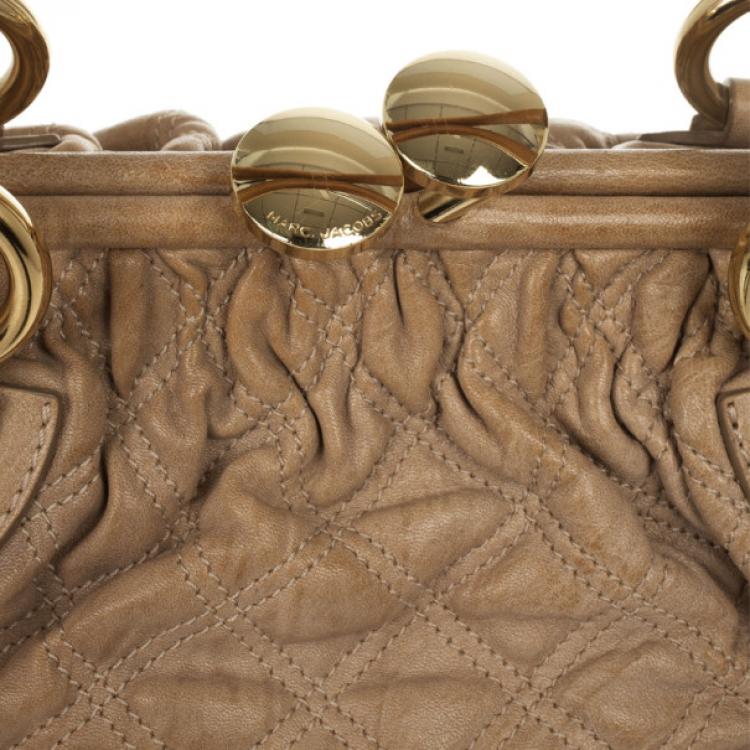 Pre Owned Marc Jacobs Beige Quilted Leather Stam Satchel