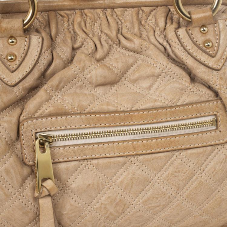 Pre Owned Marc Jacobs Beige Quilted Leather Stam Satchel
