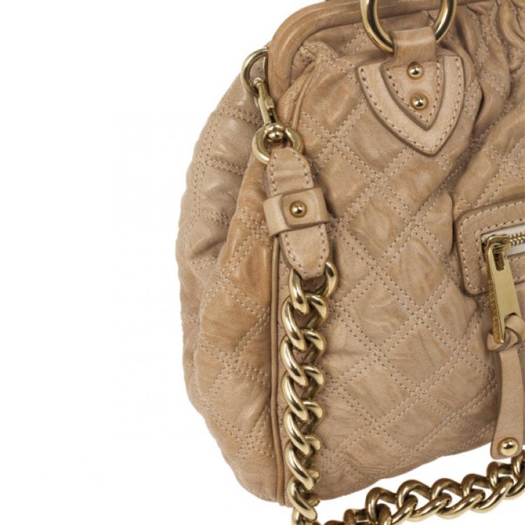 Pre Owned Marc Jacobs Beige Quilted Leather Stam Satchel