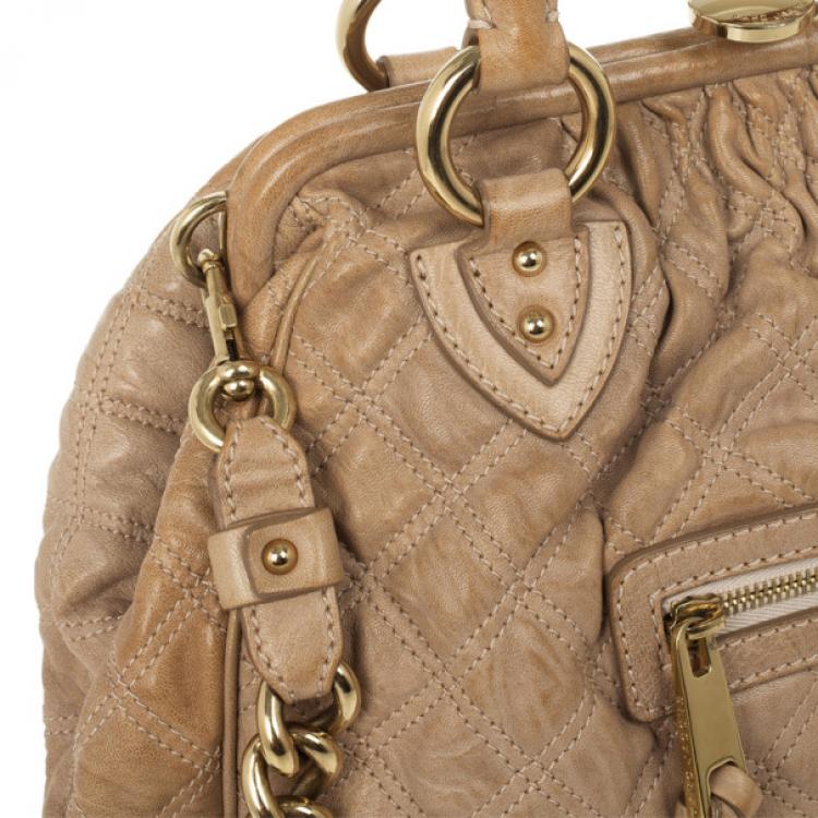 Pre Owned Marc Jacobs Beige Quilted Leather Stam Satchel