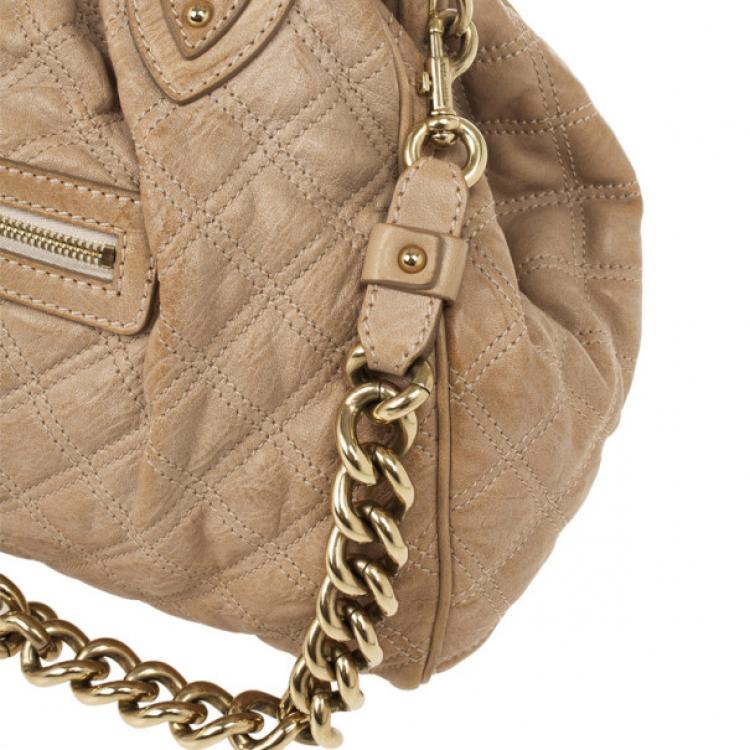 Pre Owned Marc Jacobs Beige Quilted Leather Stam Satchel
