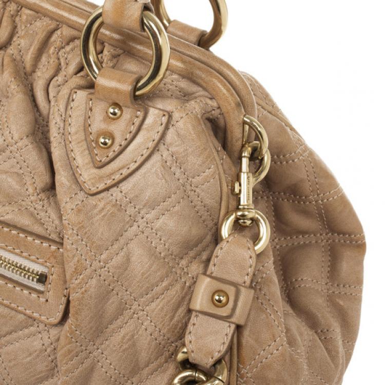 Pre Owned Marc Jacobs Beige Quilted Leather Stam Satchel