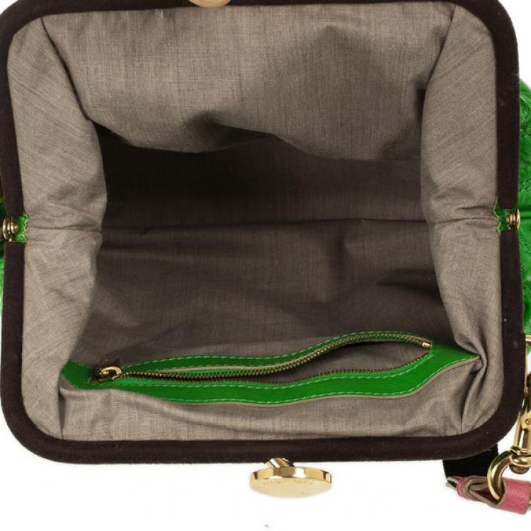 Pre Owned Marc Jacobs Bright Green Quilted Little Stam Bag