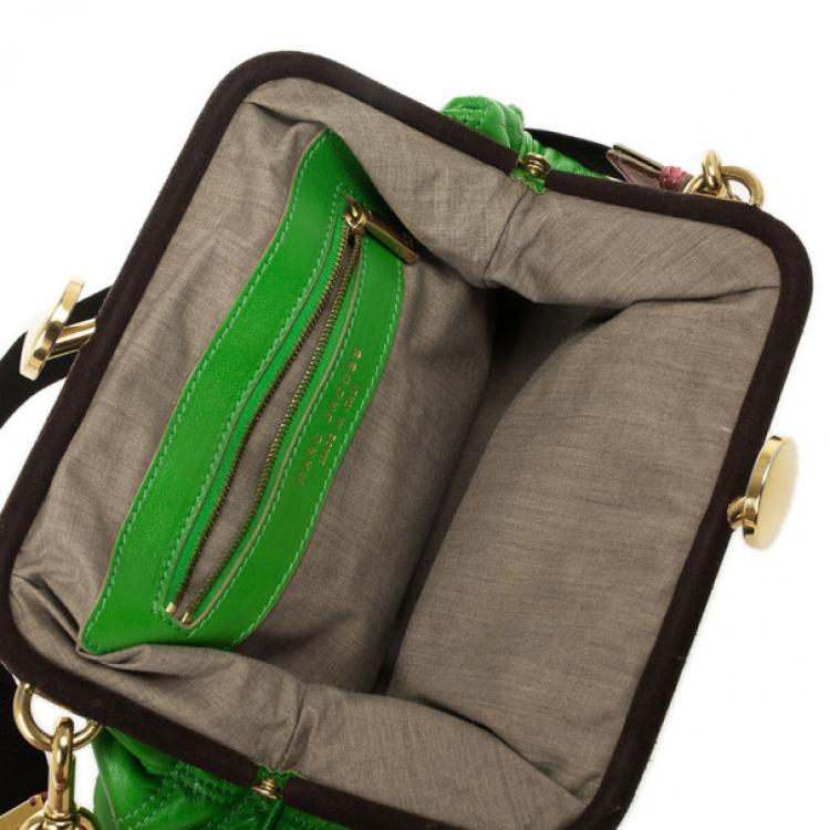 Pre Owned Marc Jacobs Bright Green Quilted Little Stam Bag