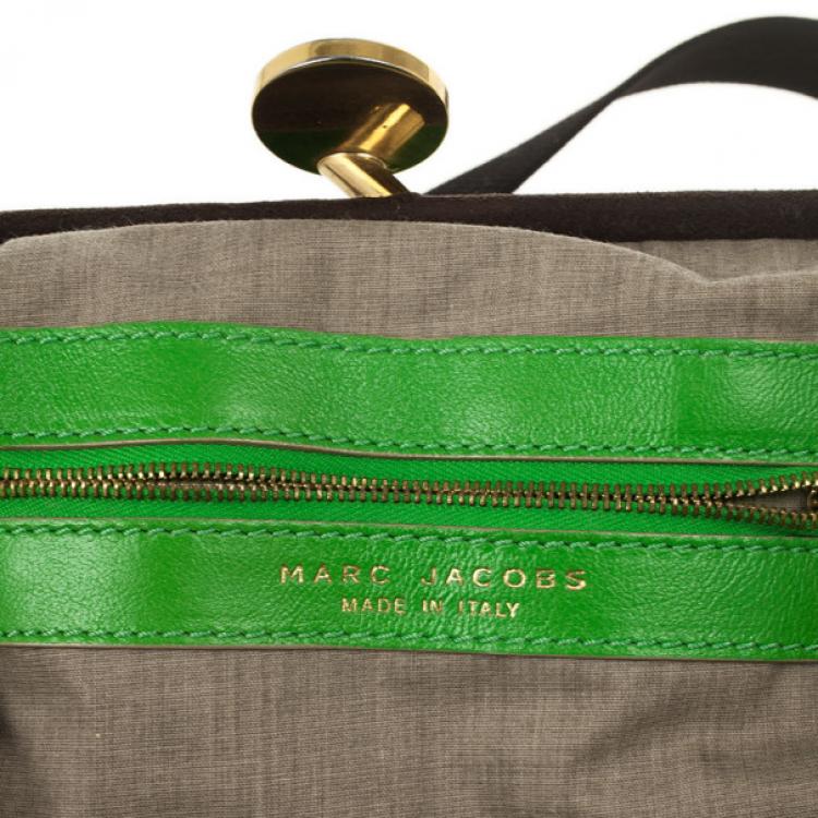 Pre Owned Marc Jacobs Bright Green Quilted Little Stam Bag