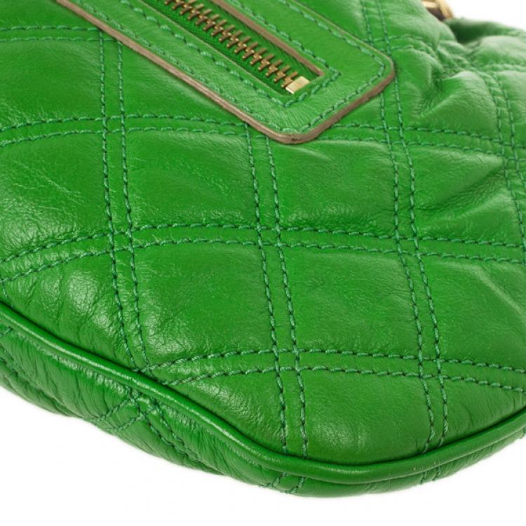 Pre Owned Marc Jacobs Bright Green Quilted Little Stam Bag