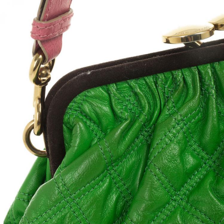 Pre Owned Marc Jacobs Bright Green Quilted Little Stam Bag