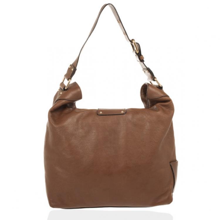 Pre Owned Marc Jacobs Brown Leather Amy With Zippers Hobo