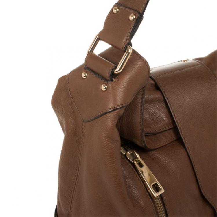 Pre Owned Marc Jacobs Brown Leather Amy With Zippers Hobo