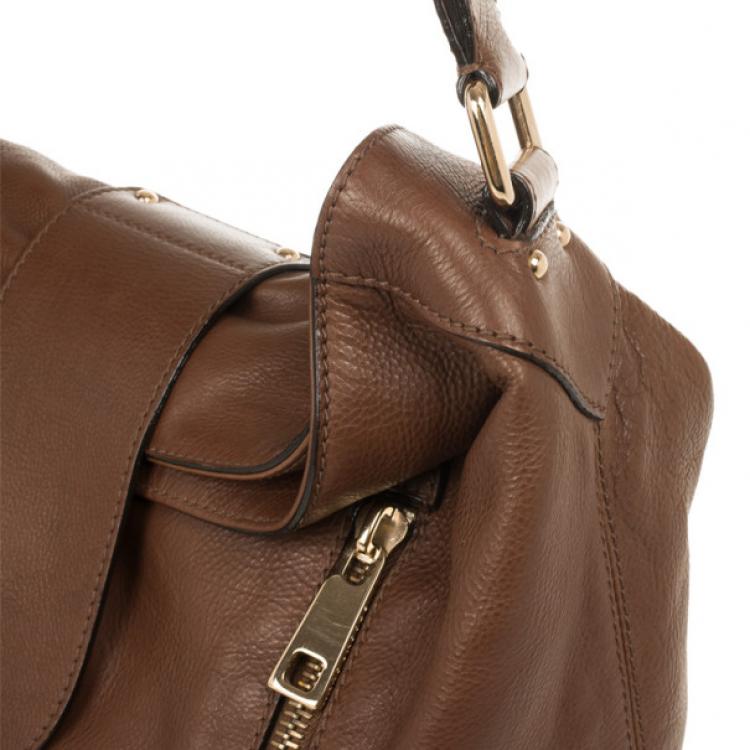 Pre Owned Marc Jacobs Brown Leather Amy With Zippers Hobo