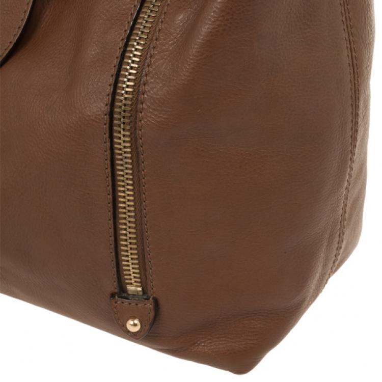 Pre Owned Marc Jacobs Brown Leather Amy With Zippers Hobo