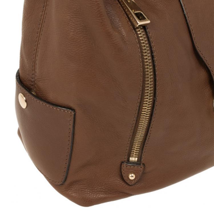 Pre Owned Marc Jacobs Brown Leather Amy With Zippers Hobo
