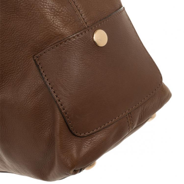 Pre Owned Marc Jacobs Brown Leather Amy With Zippers Hobo