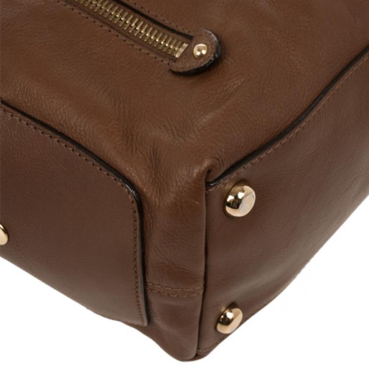 Pre Owned Marc Jacobs Brown Leather Amy With Zippers Hobo