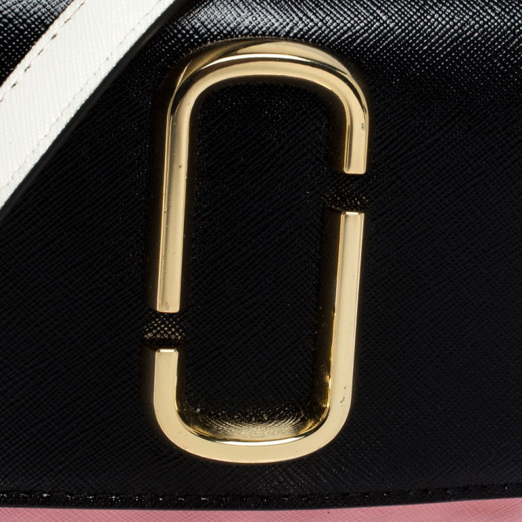 Pre Owned Marc Jacbos Pink/Black Leather Snapshot Wallet On Chain