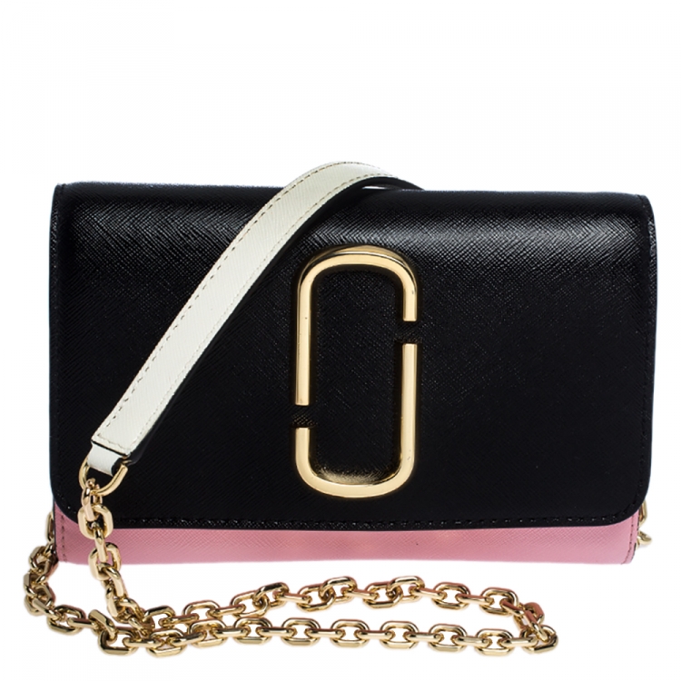 Marc Jacbos Pink/Black Leather Snapshot Wallet On Chain Marc Jacobs | The  Luxury Closet