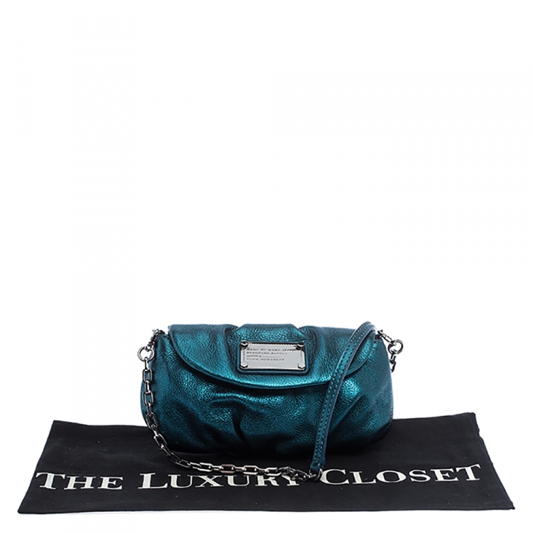 Pre Owned Marc Jacobs Metallic Blue Leather Classic Q Karlie Crossbody Bag