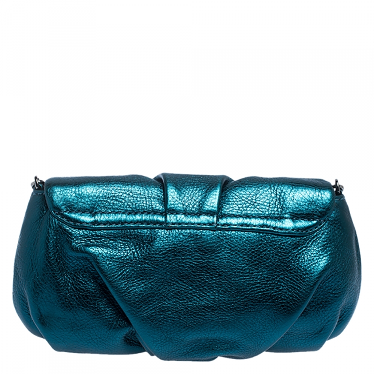 Pre Owned Marc Jacobs Metallic Blue Leather Classic Q Karlie Crossbody Bag