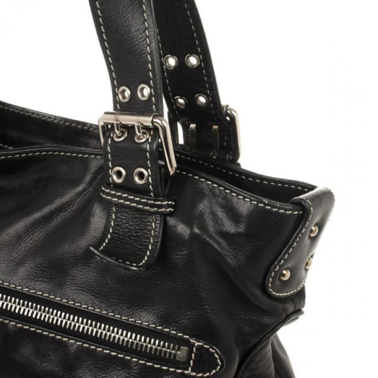 Pre Owned Marc Jacobs Black Leather Stella Tote
