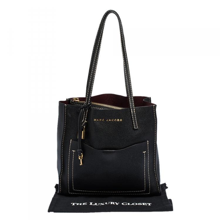 Pre Owned Marc Jacobs Black Leather Grind T Pocket Tote 