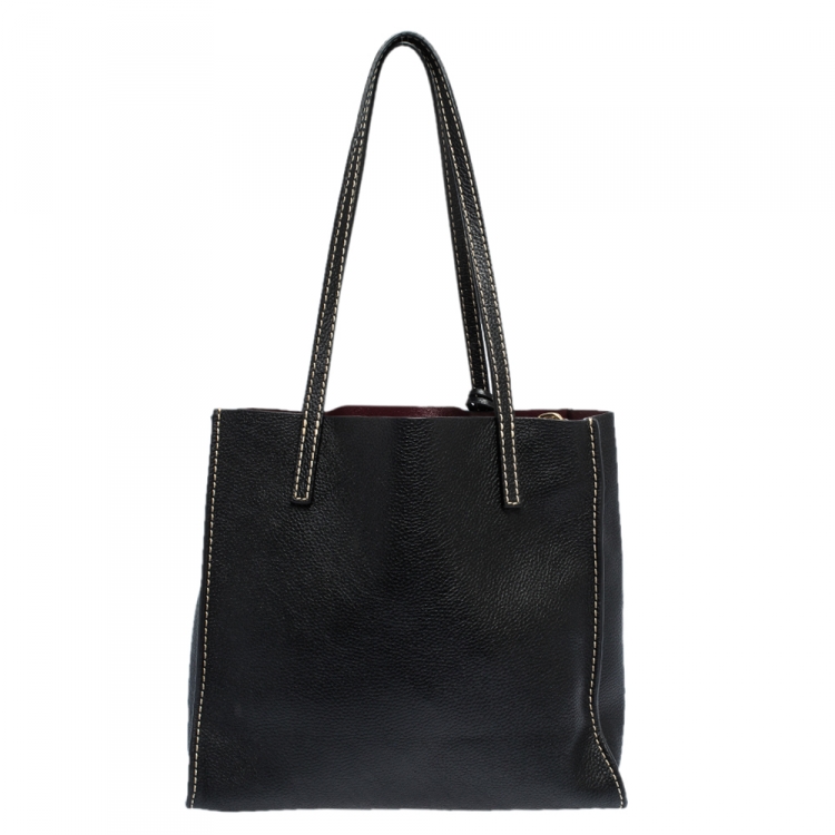 Pre Owned Marc Jacobs Black Leather Grind T Pocket Tote 