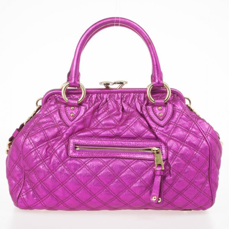 Pre Owned Marc Jacobs Metallic Leather Stam Bag