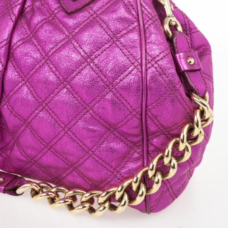 Pre Owned Marc Jacobs Metallic Leather Stam Bag