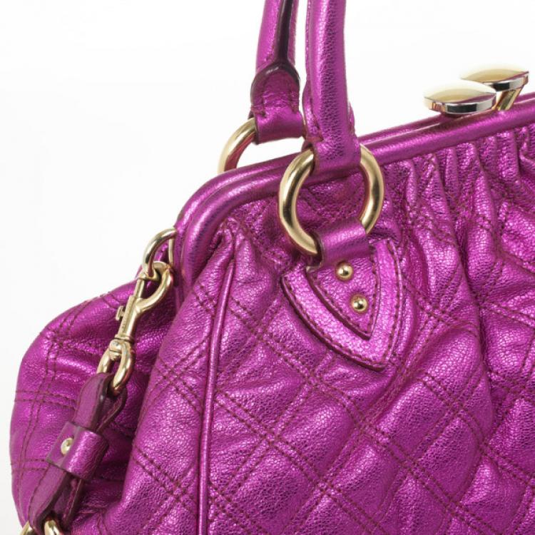 Pre Owned Marc Jacobs Metallic Leather Stam Bag