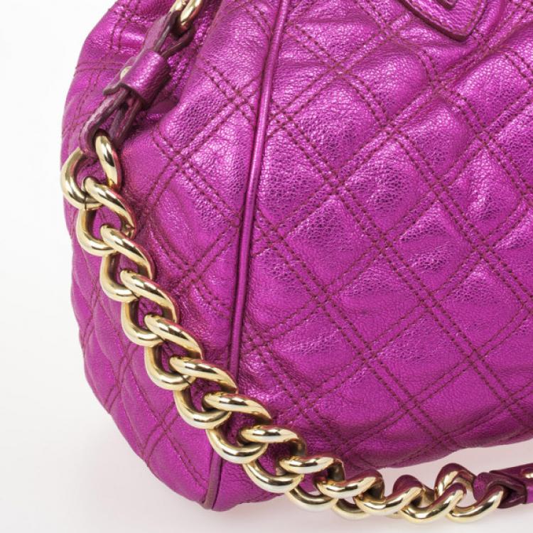 Pre Owned Marc Jacobs Metallic Leather Stam Bag