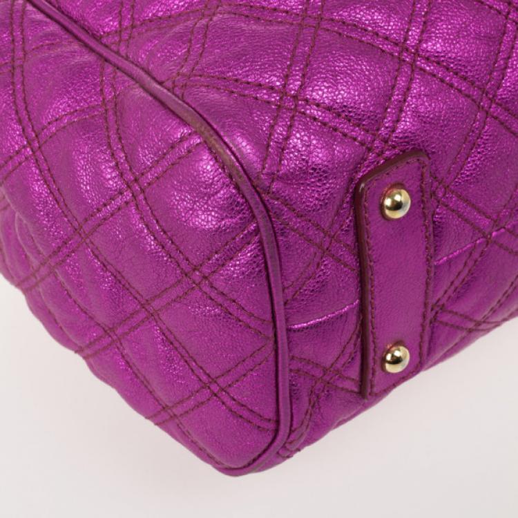 Pre Owned Marc Jacobs Metallic Leather Stam Bag