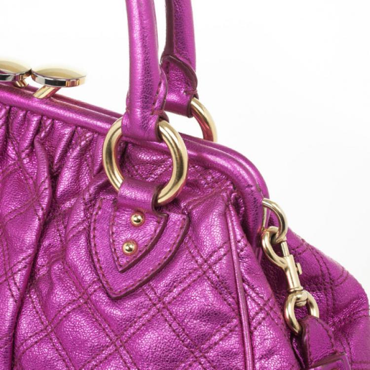 Pre Owned Marc Jacobs Metallic Leather Stam Bag