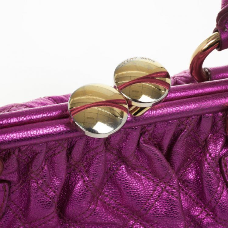 Pre Owned Marc Jacobs Metallic Leather Stam Bag