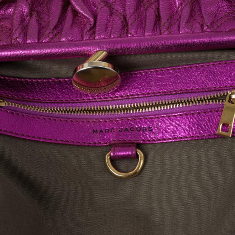 Pre Owned Marc Jacobs Metallic Leather Stam Bag