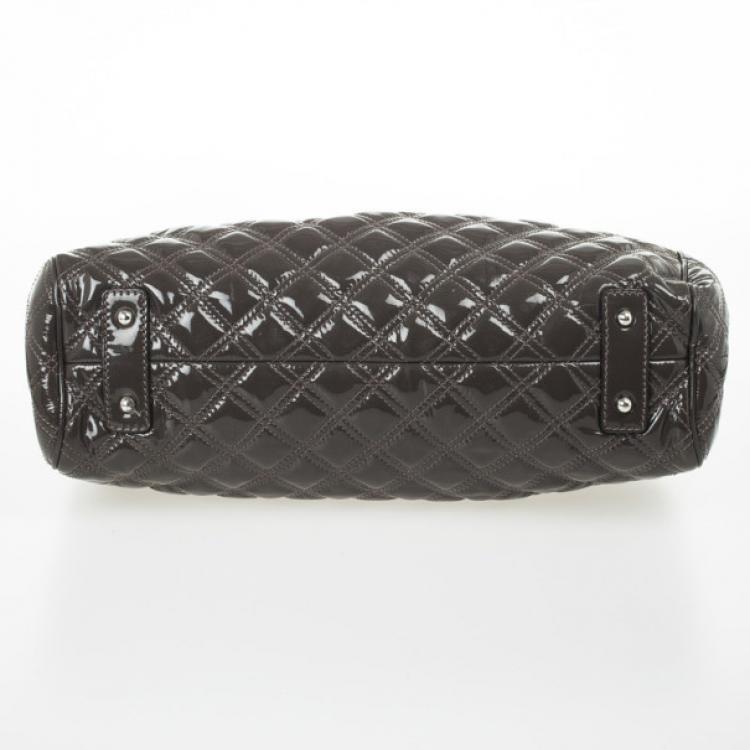 مملوكة مسبقًا Marc Jacobs Grey Quilted Patent Stam Satchel