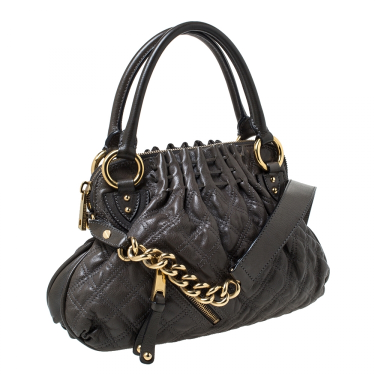 Pre Owned Marc Jacobs Grey Quilted Leather Cecilia Satchel