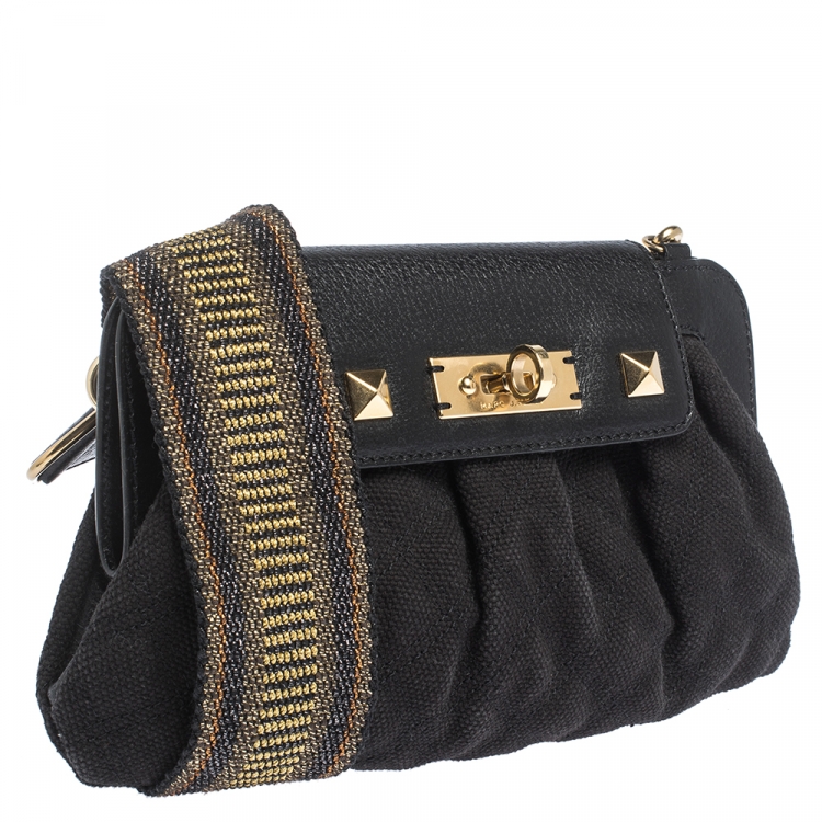 مملوكة مسبقًا Marc Jacobs Black Canvas and Leather Turnlock Shoulder Bag