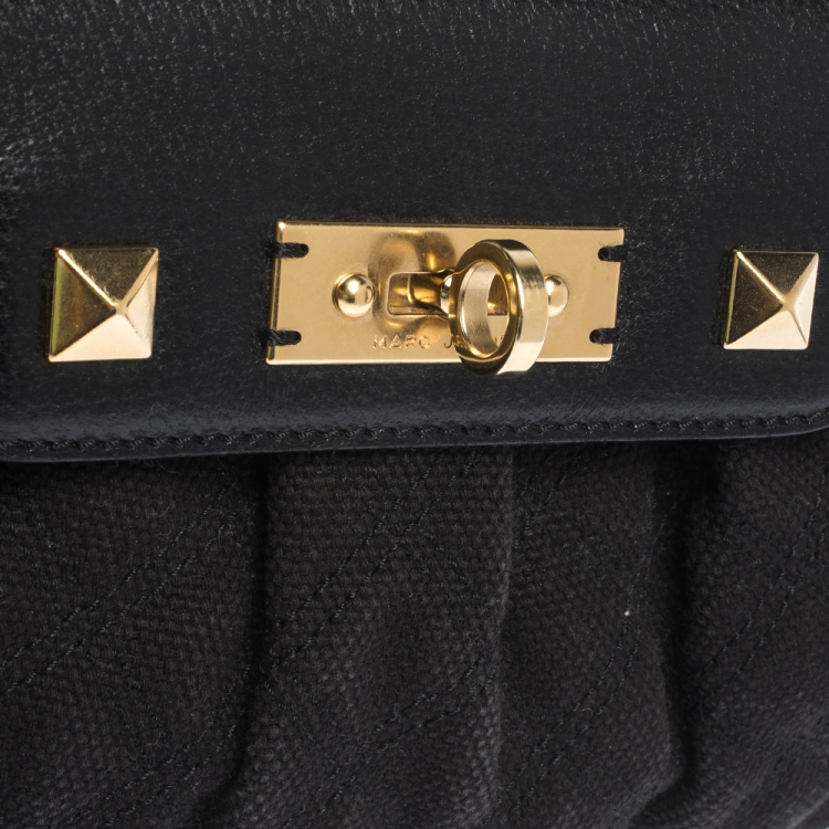 مملوكة مسبقًا Marc Jacobs Black Canvas and Leather Turnlock Shoulder Bag