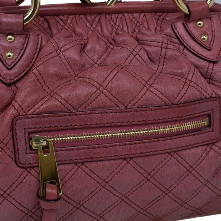 Pre Owned Marc Jacobs Cherry Red Quilted Leather Stam Bag