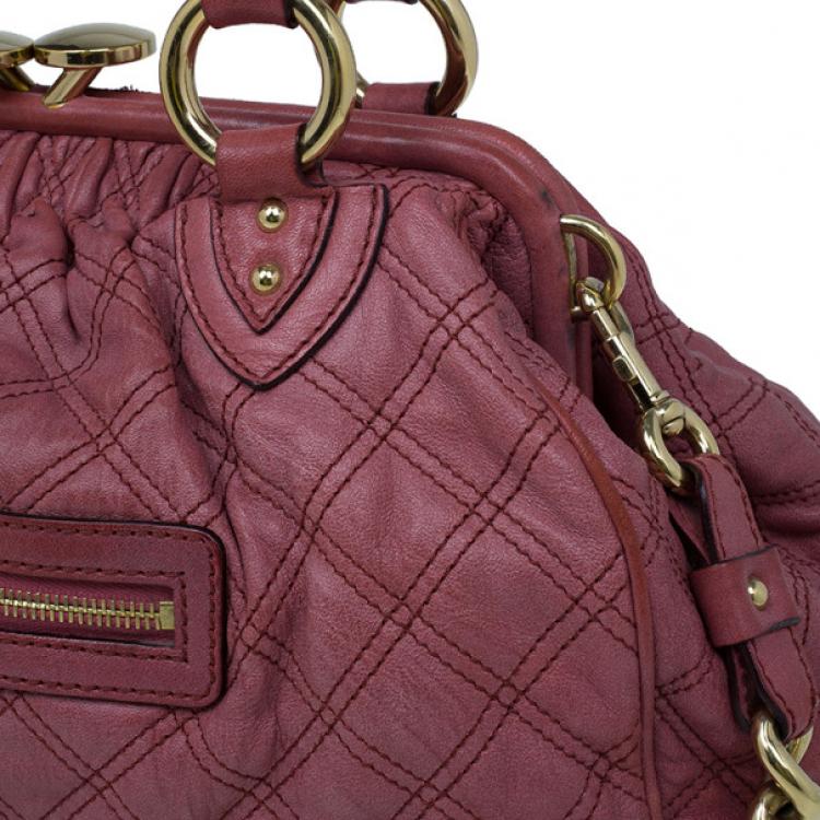 Pre Owned Marc Jacobs Cherry Red Quilted Leather Stam Bag