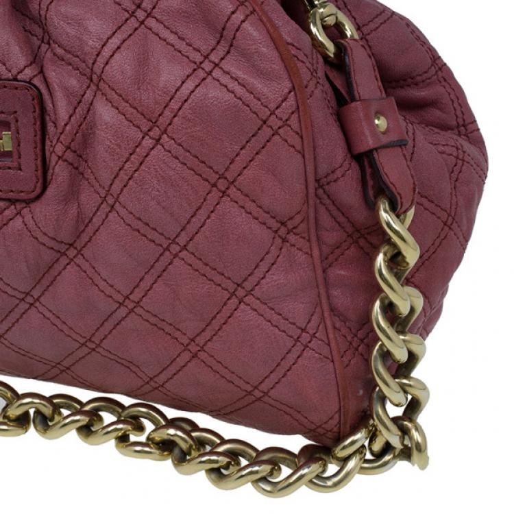 Pre Owned Marc Jacobs Cherry Red Quilted Leather Stam Bag