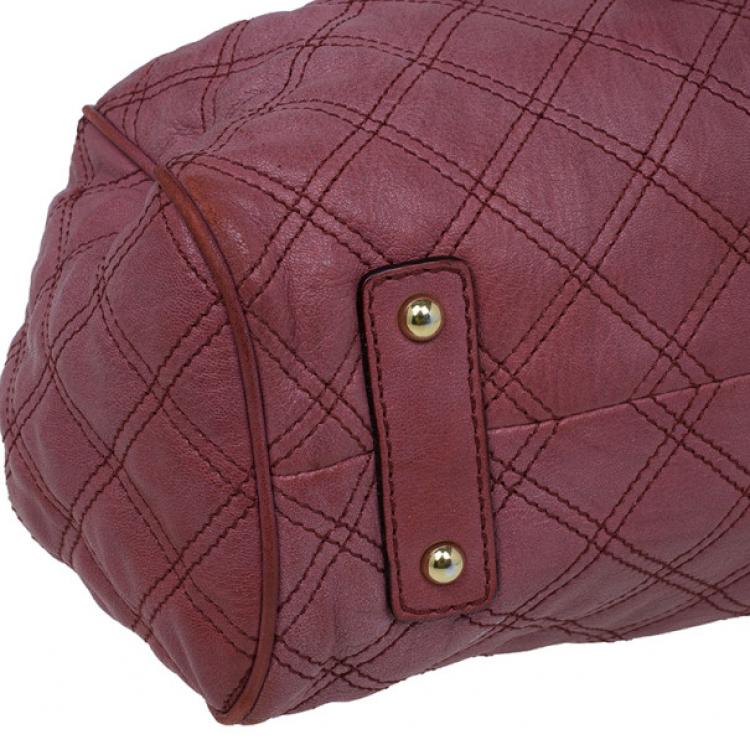Pre Owned Marc Jacobs Cherry Red Quilted Leather Stam Bag