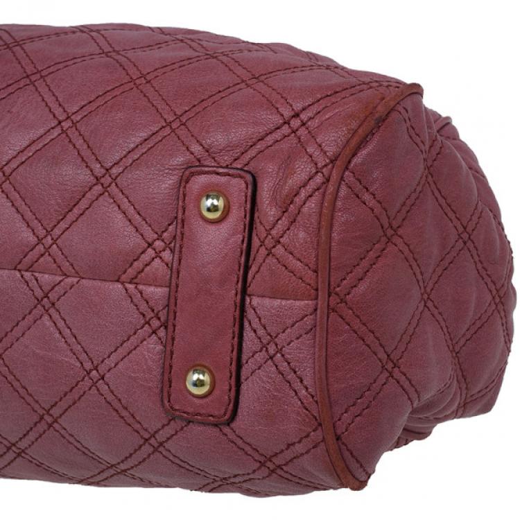Pre Owned Marc Jacobs Cherry Red Quilted Leather Stam Bag