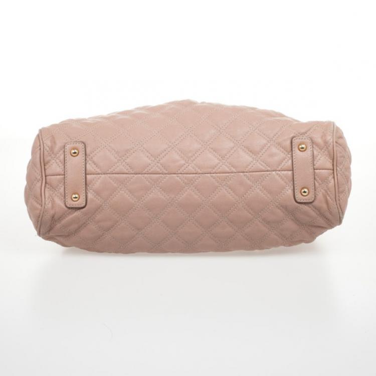 Pre Owned Marc Jacobs Peach Quilted Leather Stam Satchel