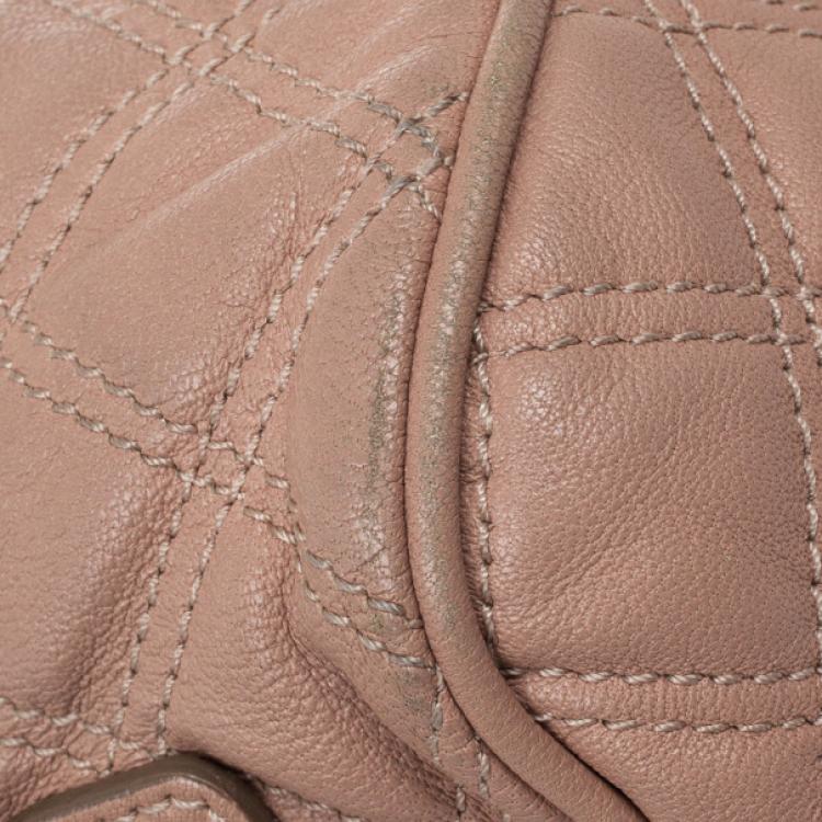 Pre Owned Marc Jacobs Peach Quilted Leather Stam Satchel