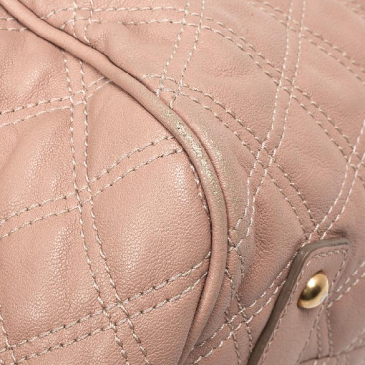 Pre Owned Marc Jacobs Peach Quilted Leather Stam Satchel