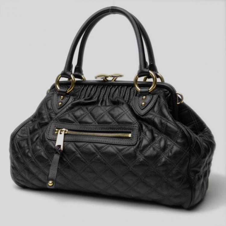 Pre Owned Marc Jacobs Black Quilted Leather Stam Satchel