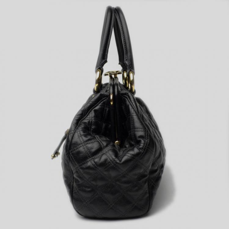Pre Owned Marc Jacobs Black Quilted Leather Stam Satchel